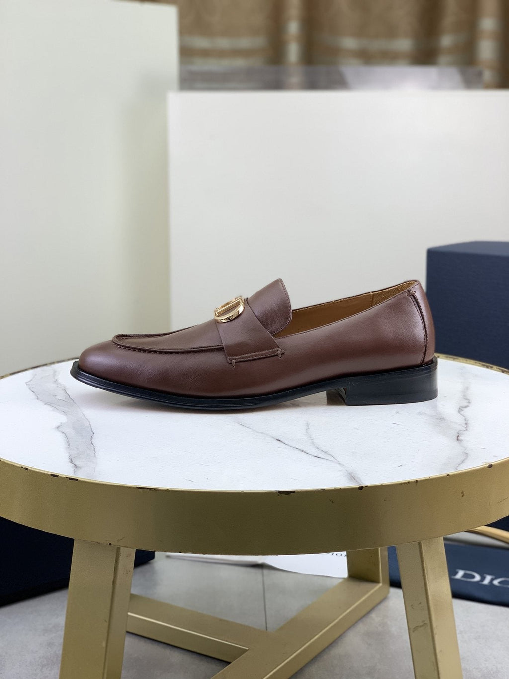 Dior Brown Buckle Loafers — side