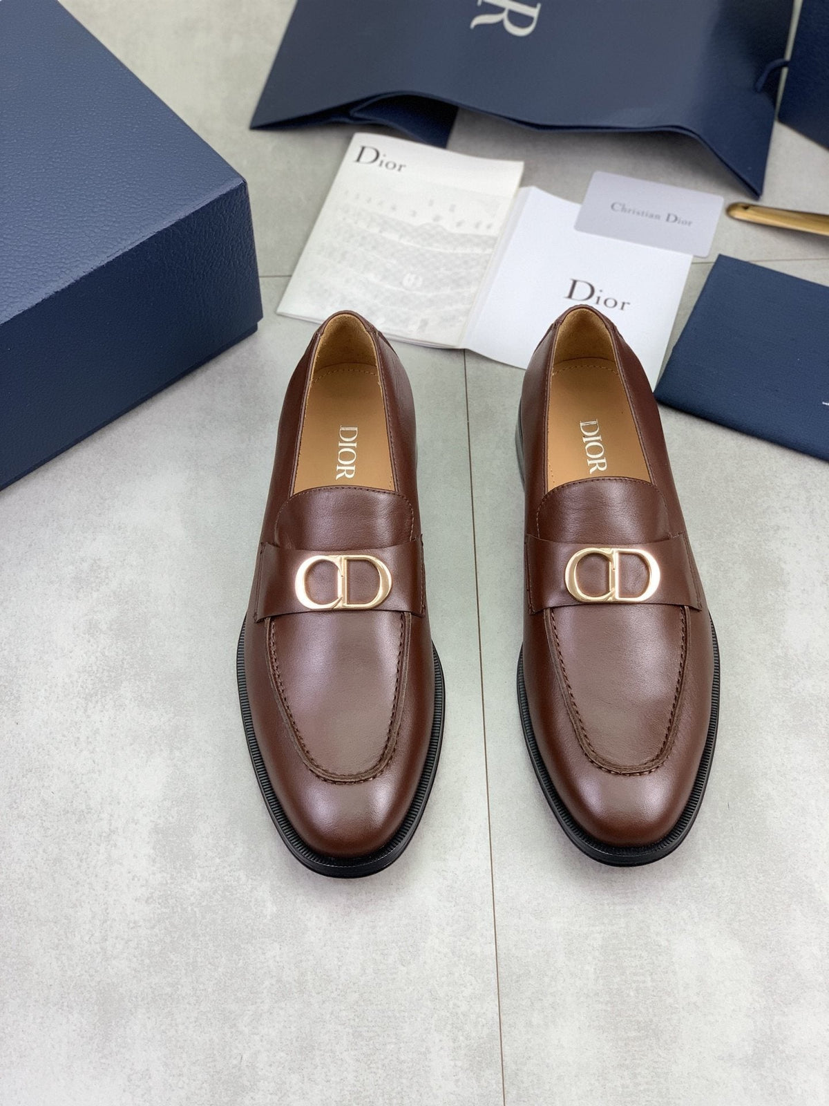 Dior Brown Buckle Loafers — hero