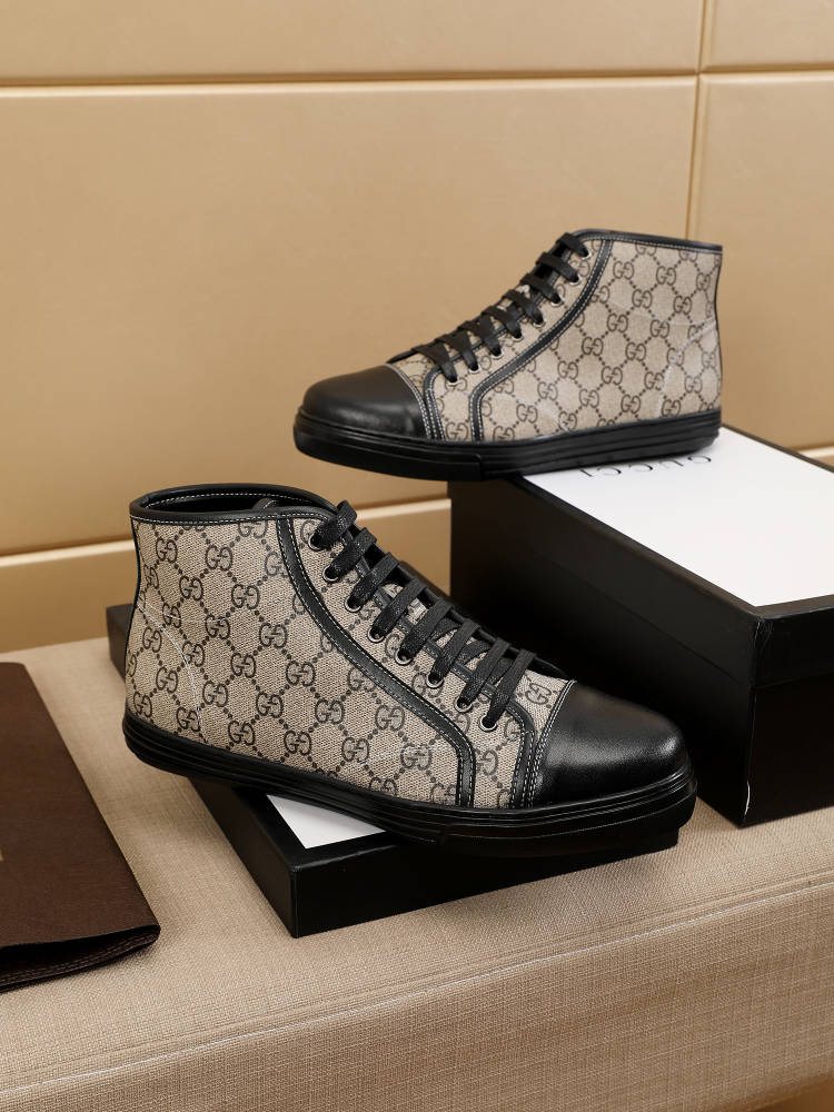 Gucci Monogram High-Top Sneakers — side