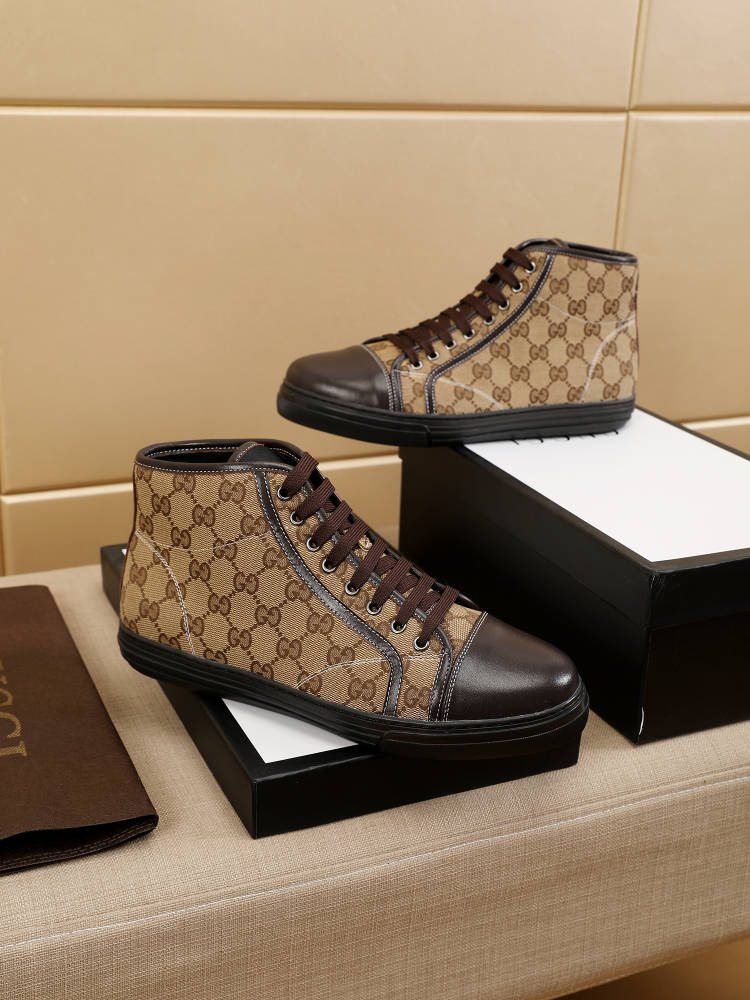 Gucci Monogram High-Top Sneakers — side