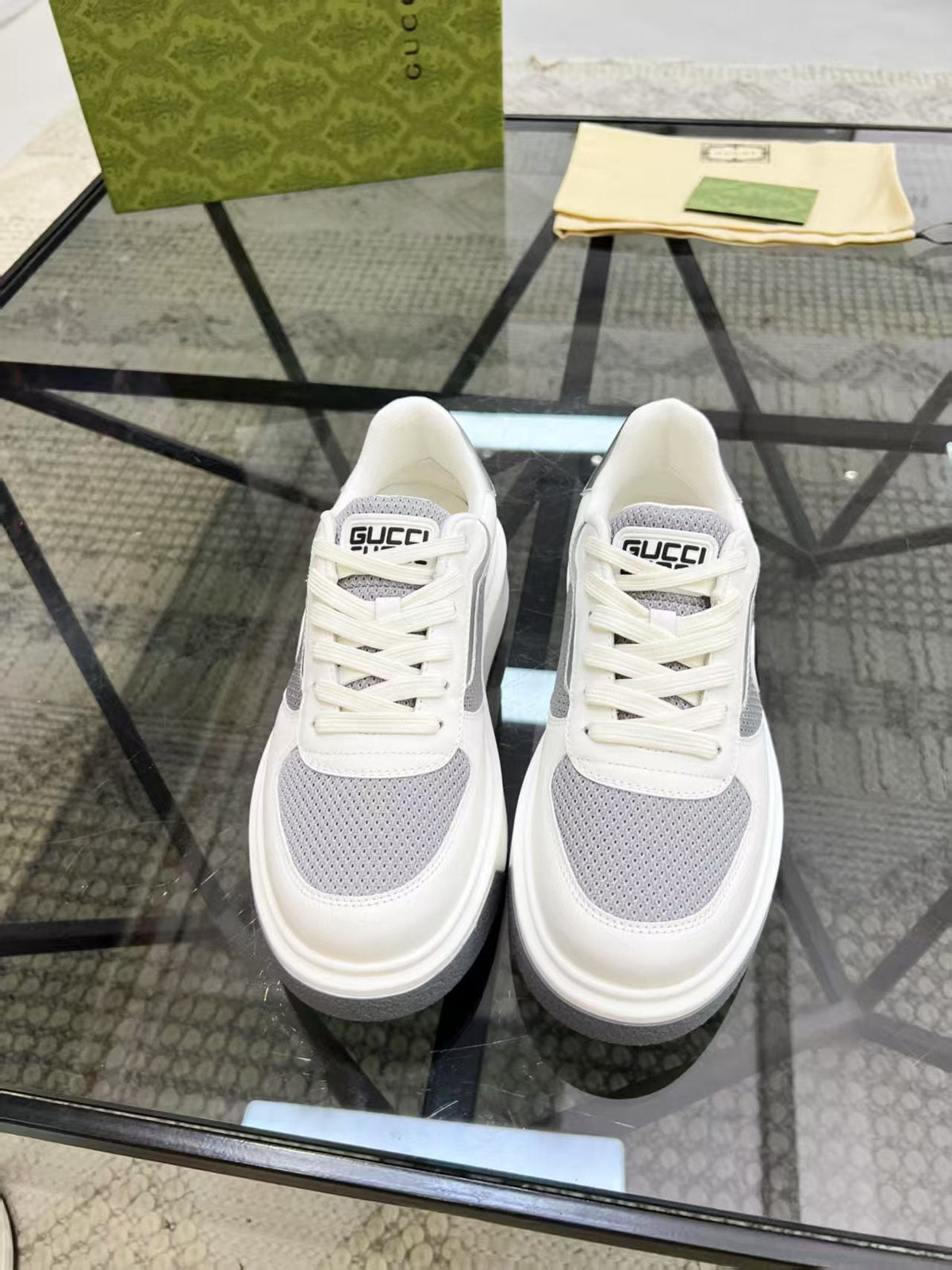 Gucci Black and White Low-Top Sneakers — front