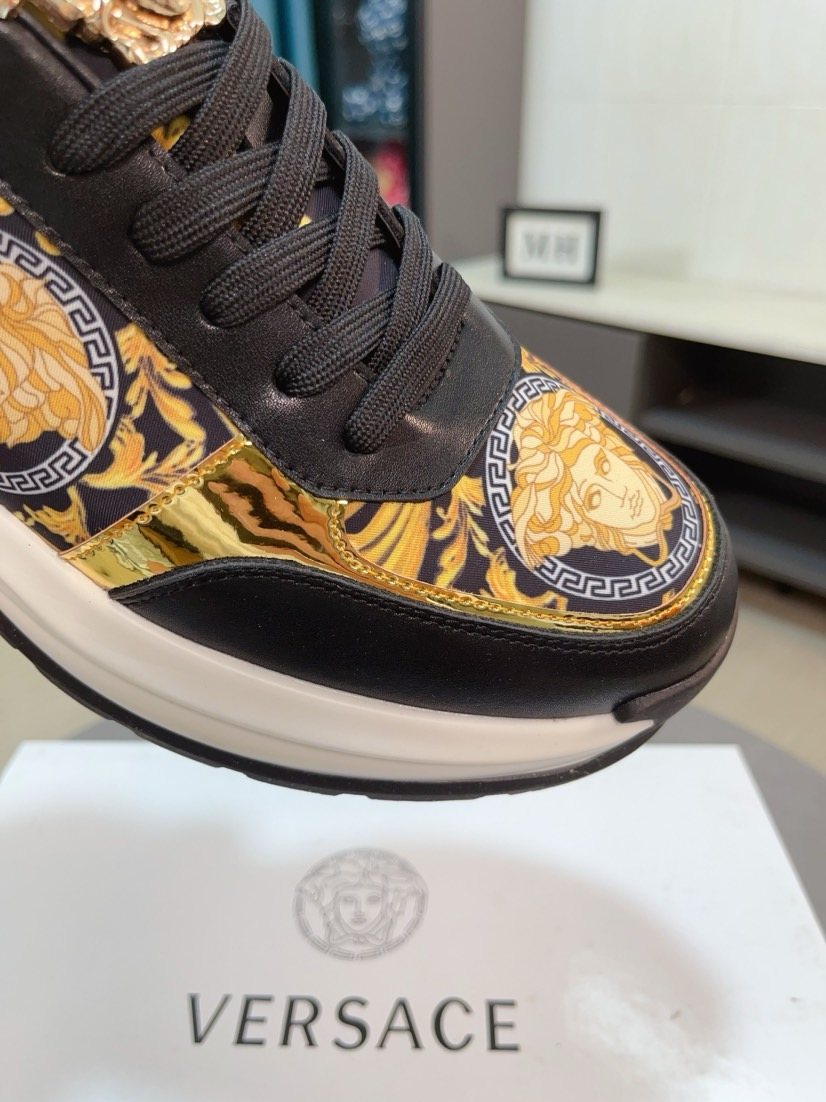 Versace Gold Pattern Leather Sneakers — detail