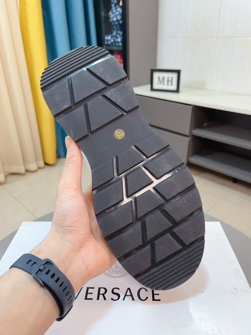 Versace Gold Pattern Leather Sneakers — back