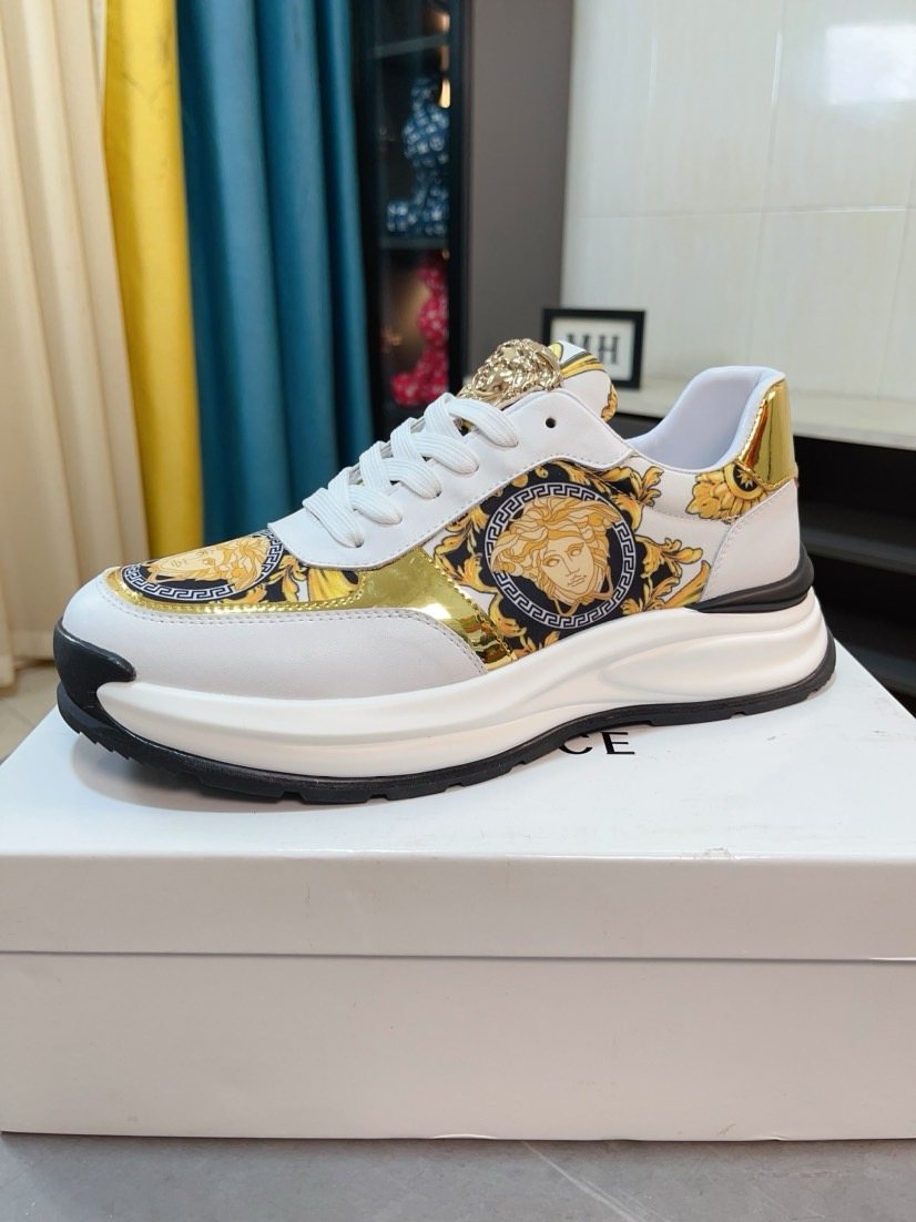 Versace Gold Pattern Leather Sneakers — model