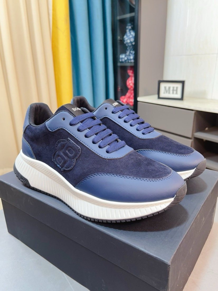 BOSS Olive Green Low-Top Sneakers — side