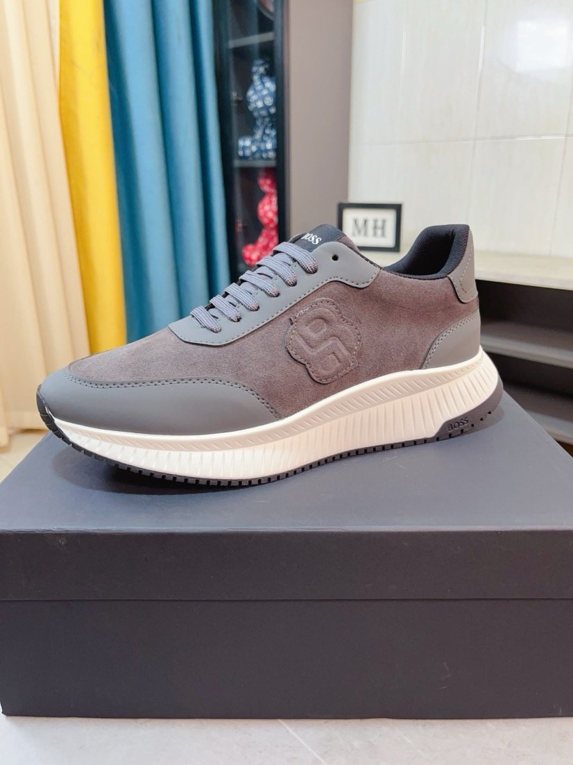BOSS Olive Green Low-Top Sneakers — side