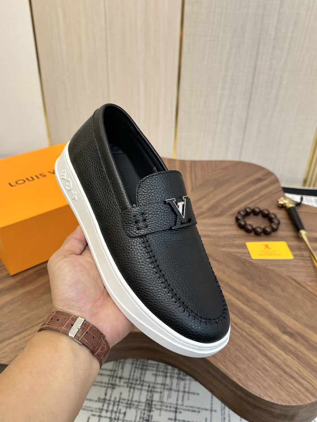 Louis Vuitton Logo Strap Slip-On Shoes — model