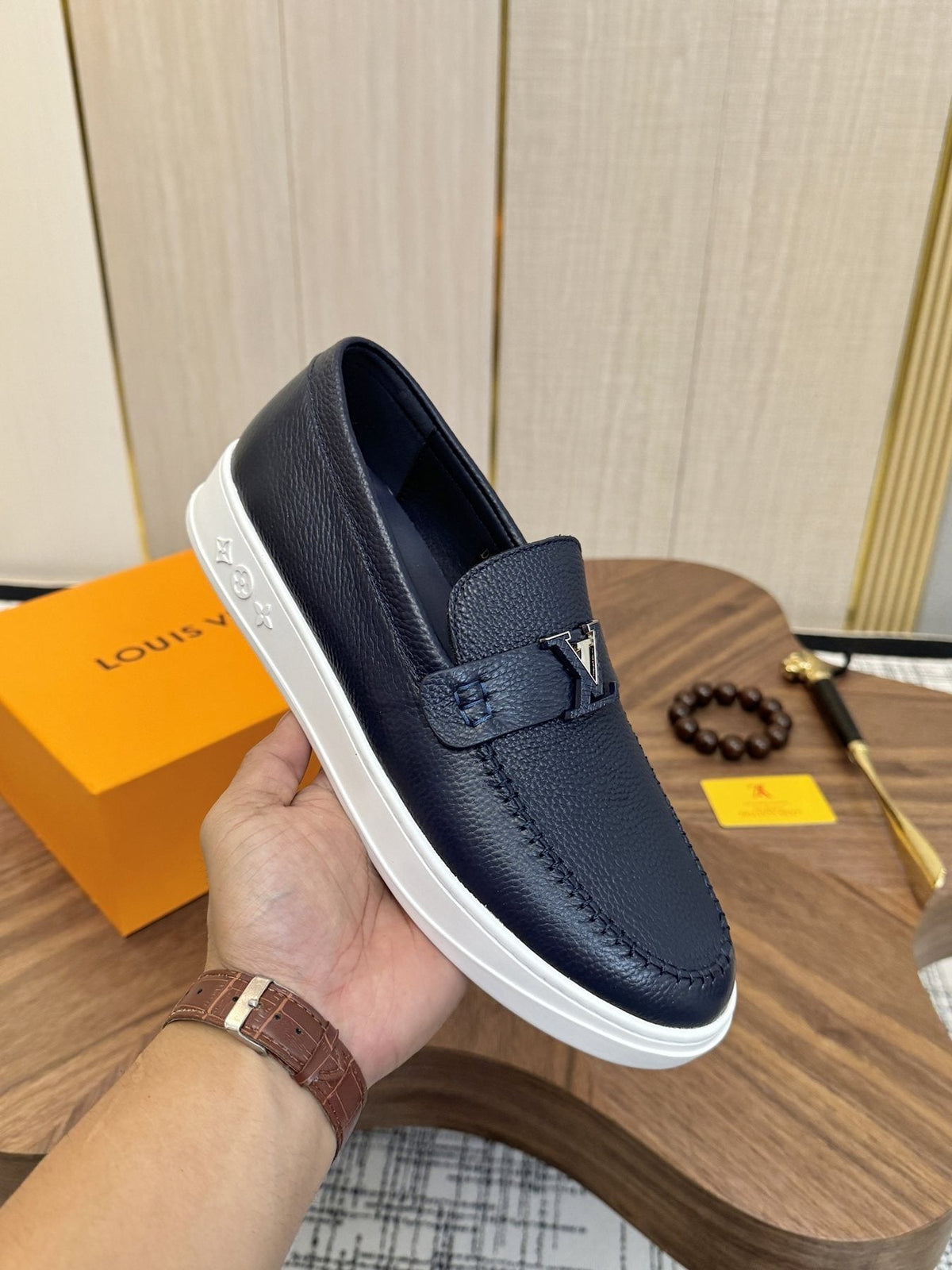 Louis Vuitton Logo Strap Slip-On Shoes — model