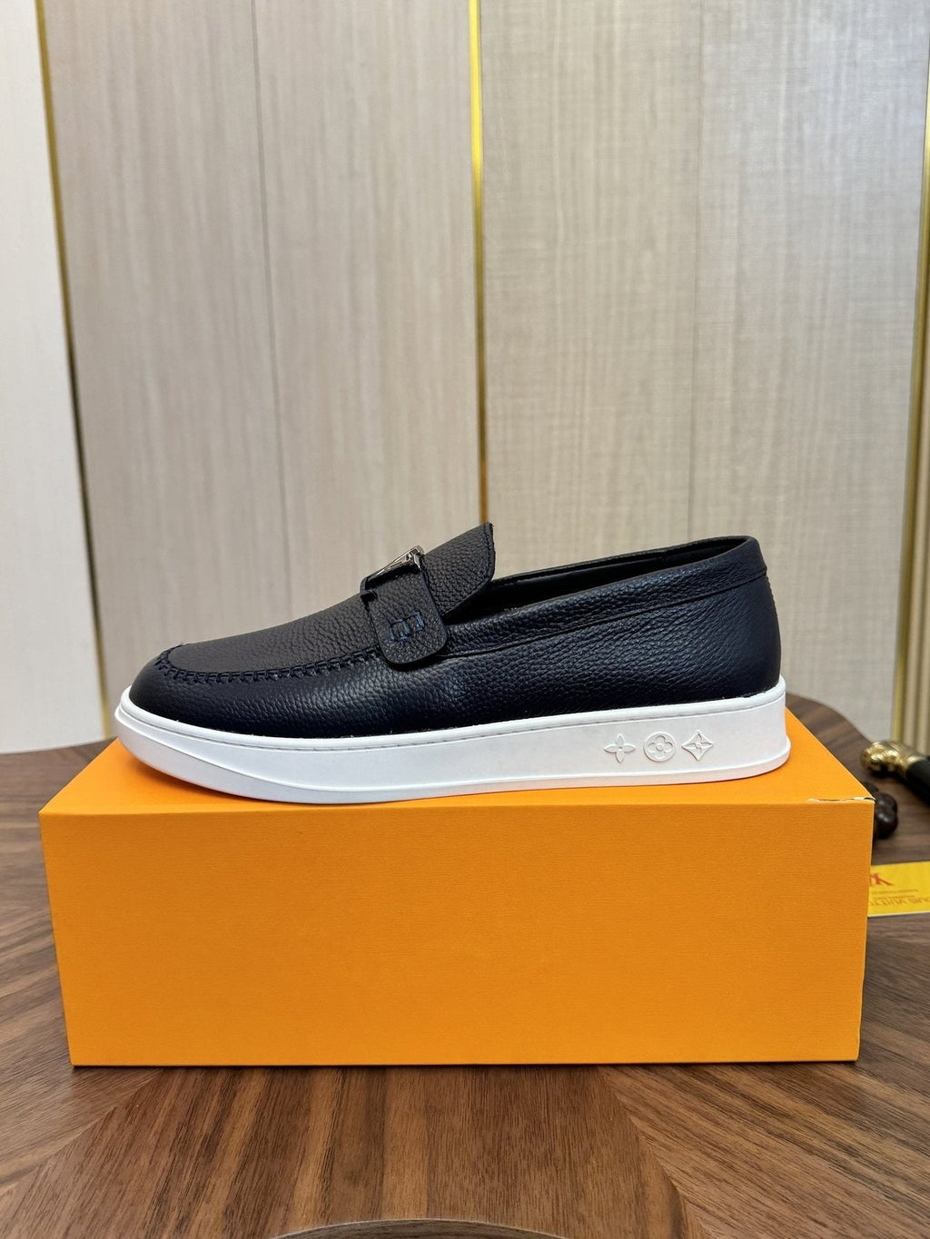 Louis Vuitton Logo Strap Slip-On Shoes — side