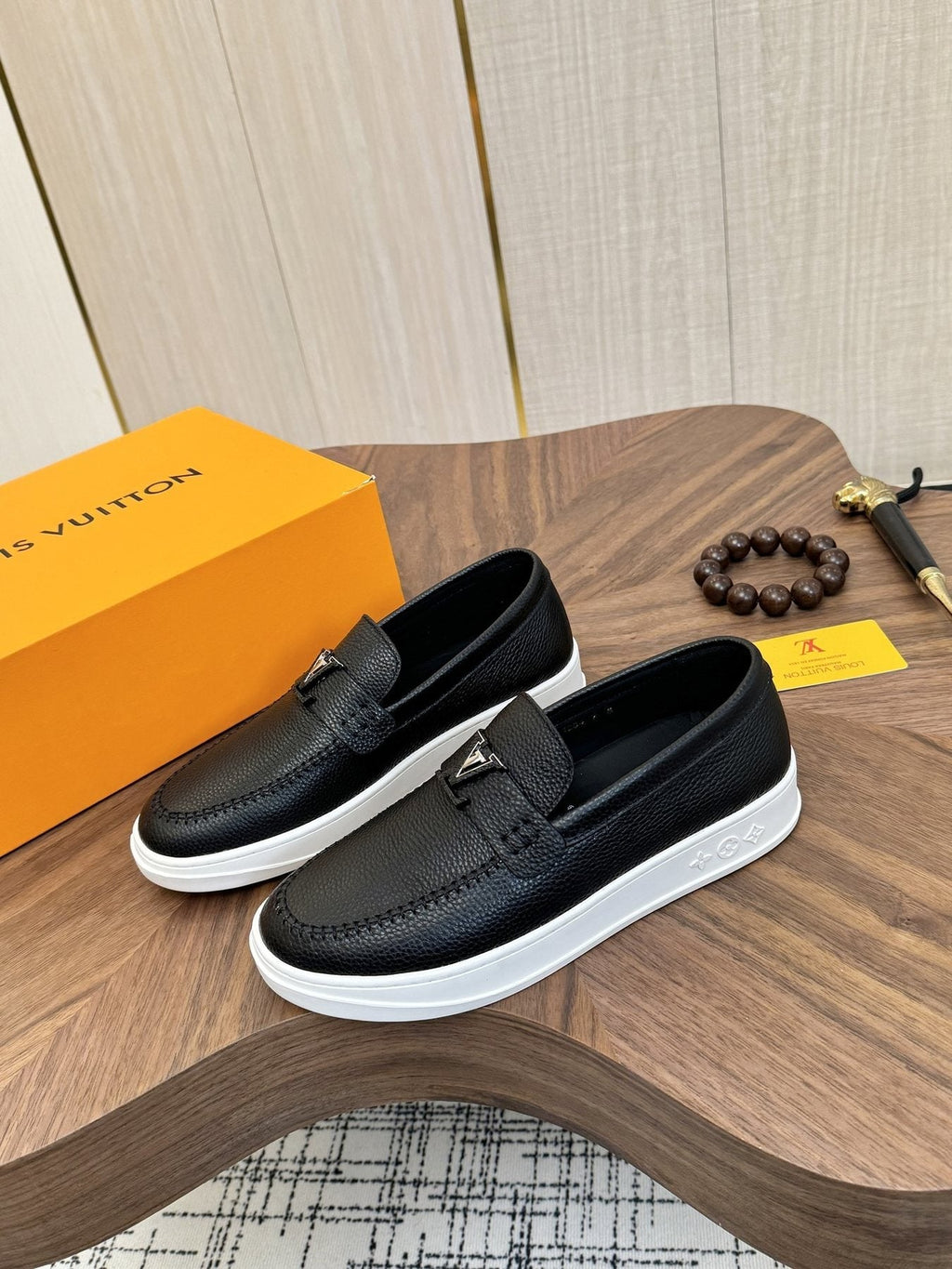 Louis Vuitton Logo Strap Slip-On Shoes — front