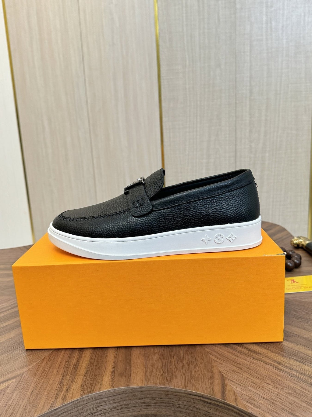 Louis Vuitton Logo Strap Slip-On Shoes — side