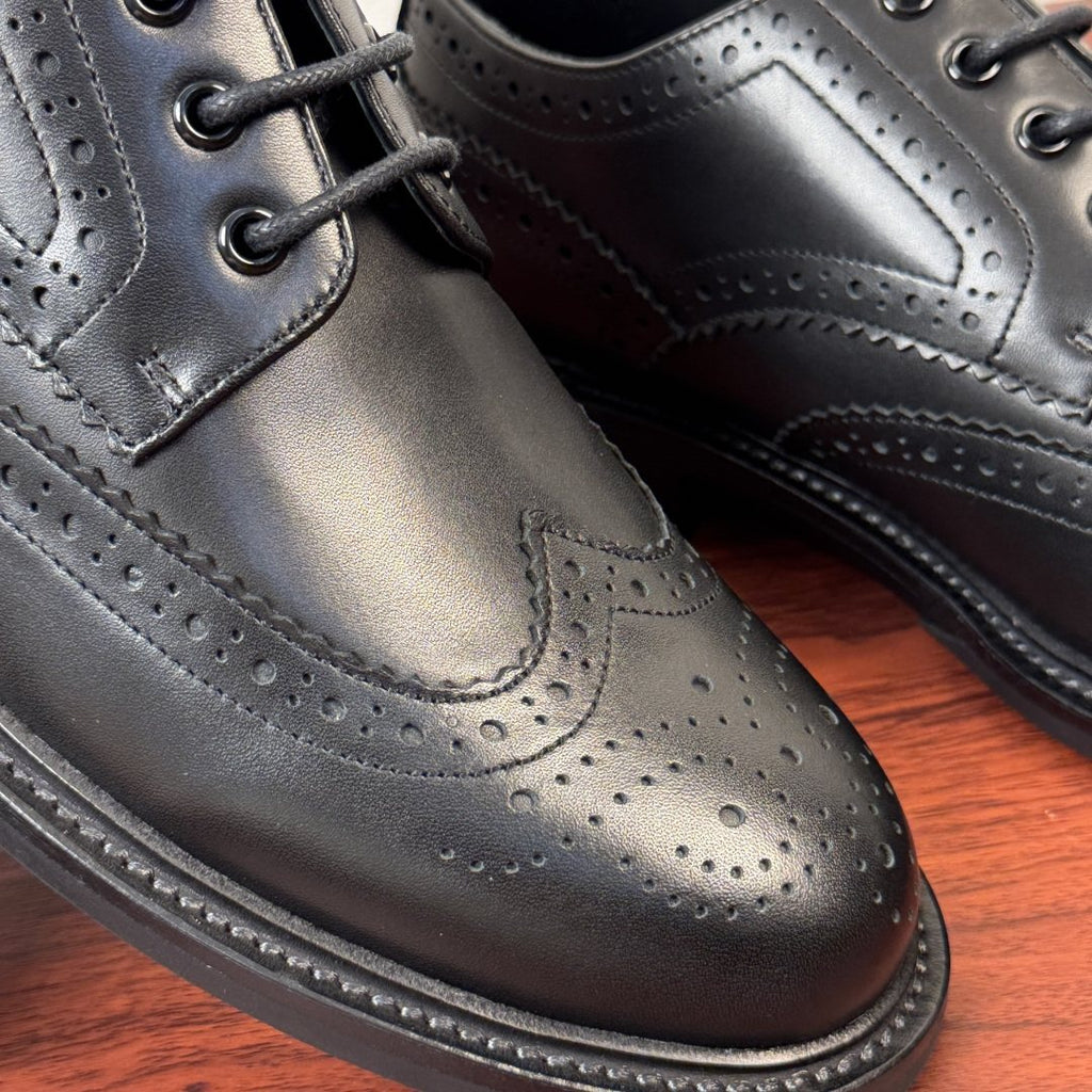 Prada Burnished Brogue Derby Shoes — detail