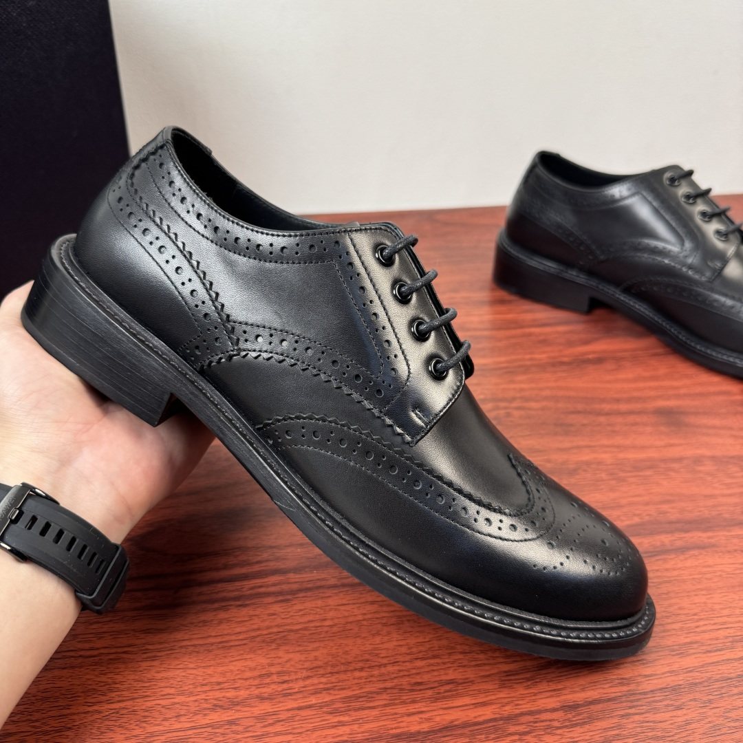 Prada Burnished Brogue Derby Shoes — model