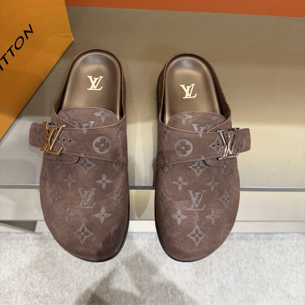 Louis Vuitton Monogram Buckle Mules — front