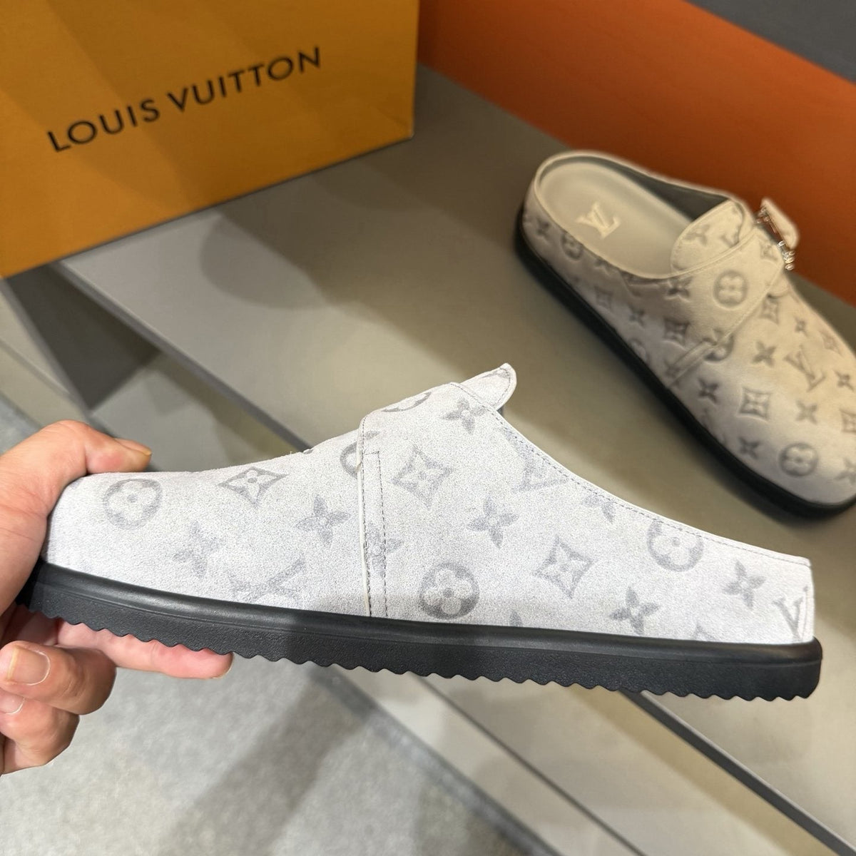 Louis Vuitton Monogram Buckle Mules — front