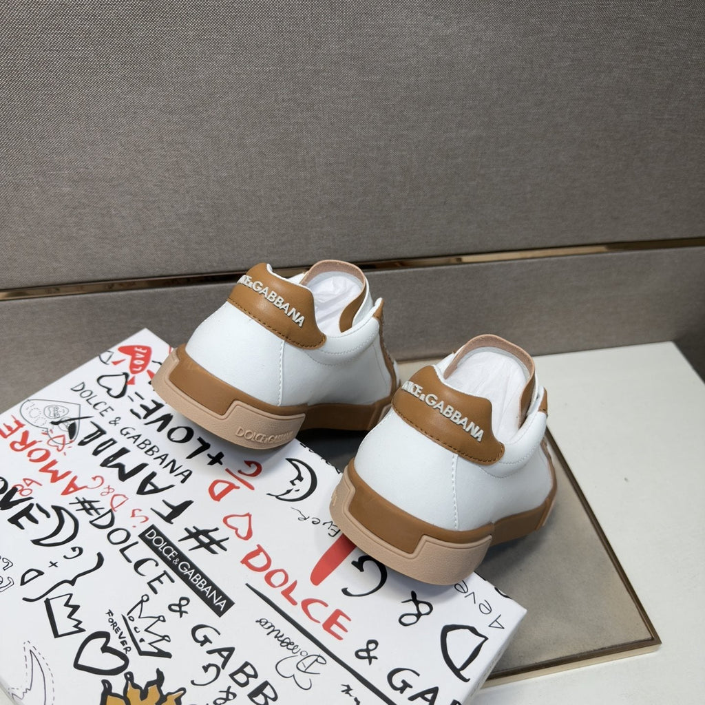 Dolce & Gabbana White Black Low-Top Sneakers — back