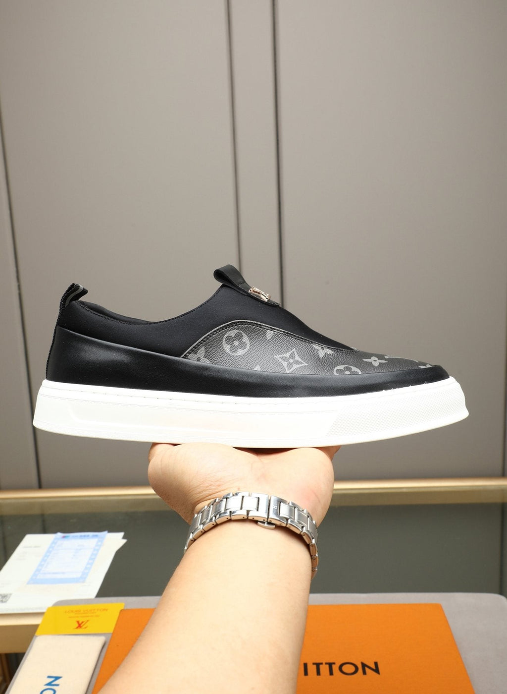 Louis Vuitton Monogram Slip-On Sneakers — front