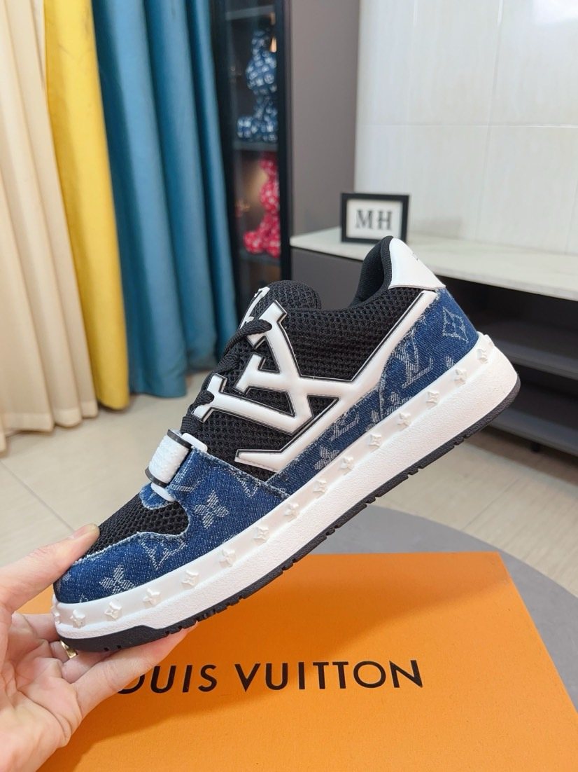 Louis Vuitton Patterned Panel Low-Top Sneakers — side