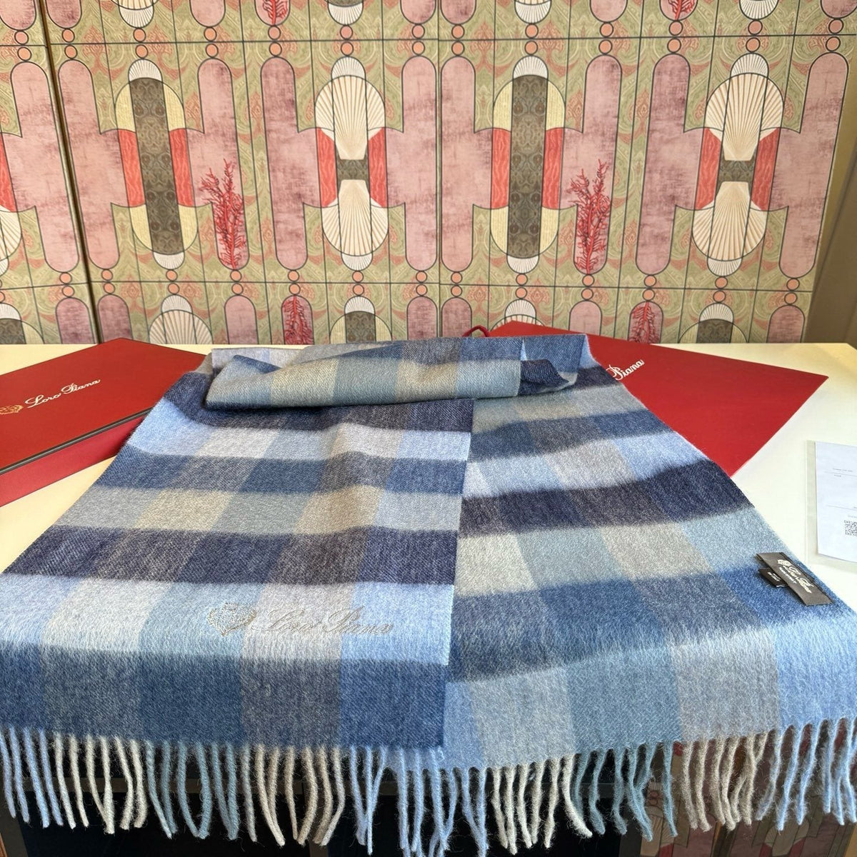 Loro Piana Plaid Fringe Scarf — front