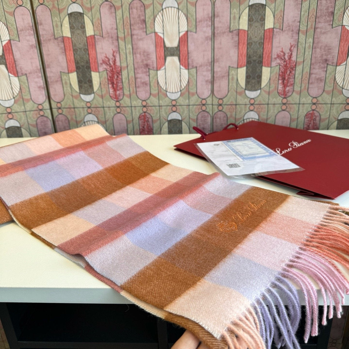 Loro Piana Plaid Fringe Scarf — front