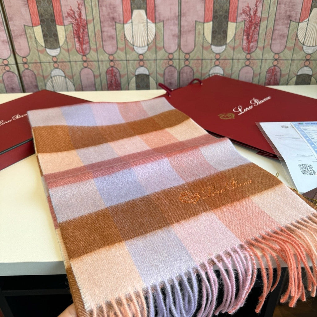 Loro Piana Plaid Fringe Scarf — front