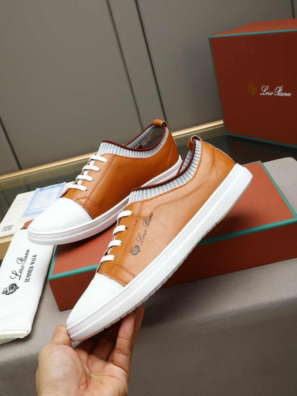 Loro Piana Lace-Up Low-Top Sneakers — front