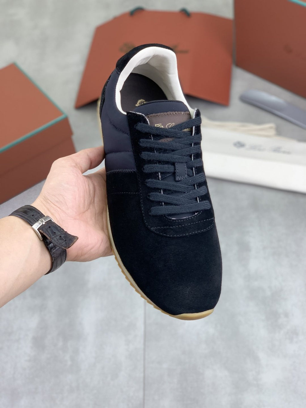 Loro Piana Black Low-Top Sneakers — front