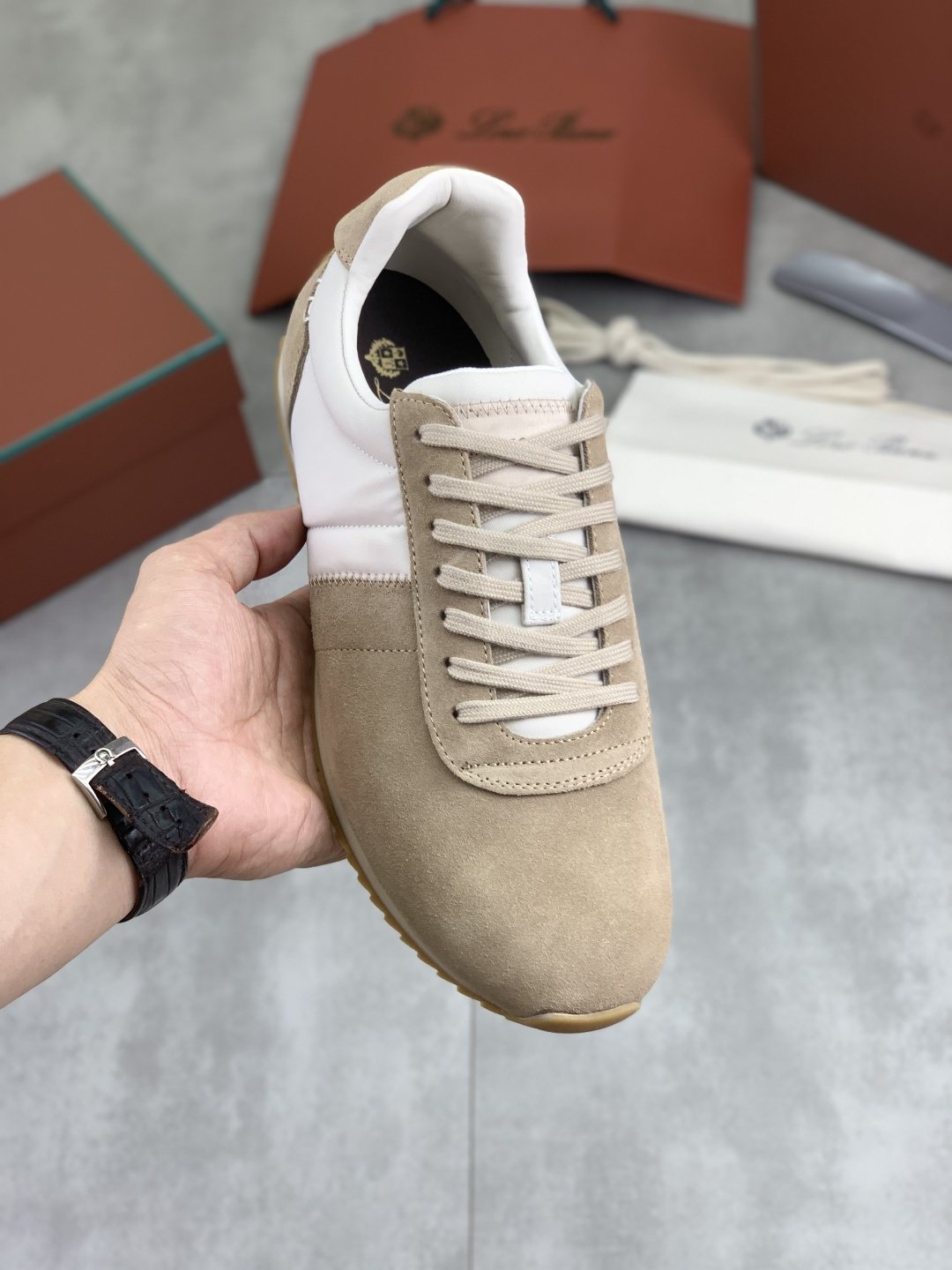 Loro Piana Black Low-Top Sneakers — front