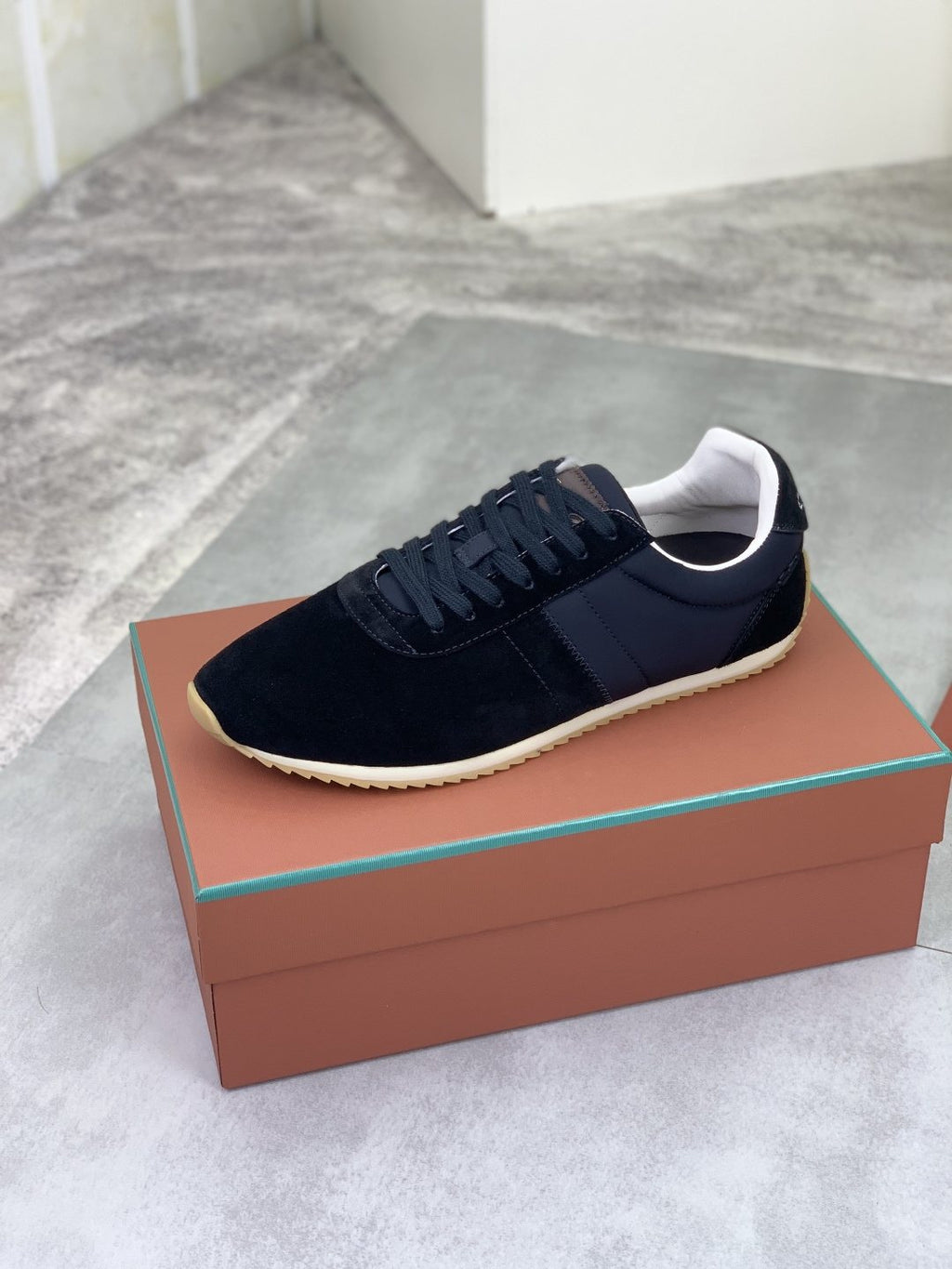 Loro Piana Contrast-Collar Low-Top Sneakers — side