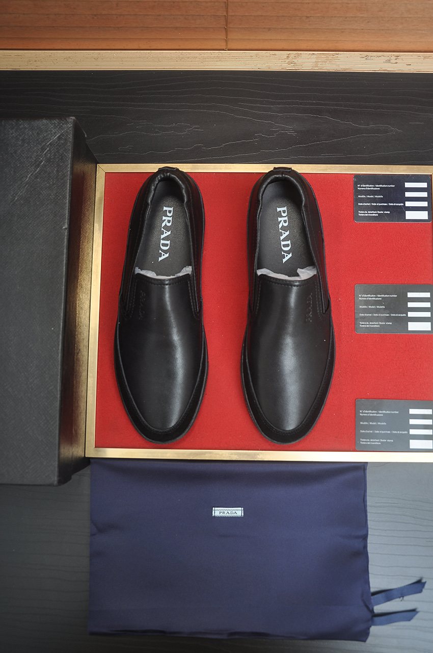 Prada Men’s Smooth Slip-On Shoes — front