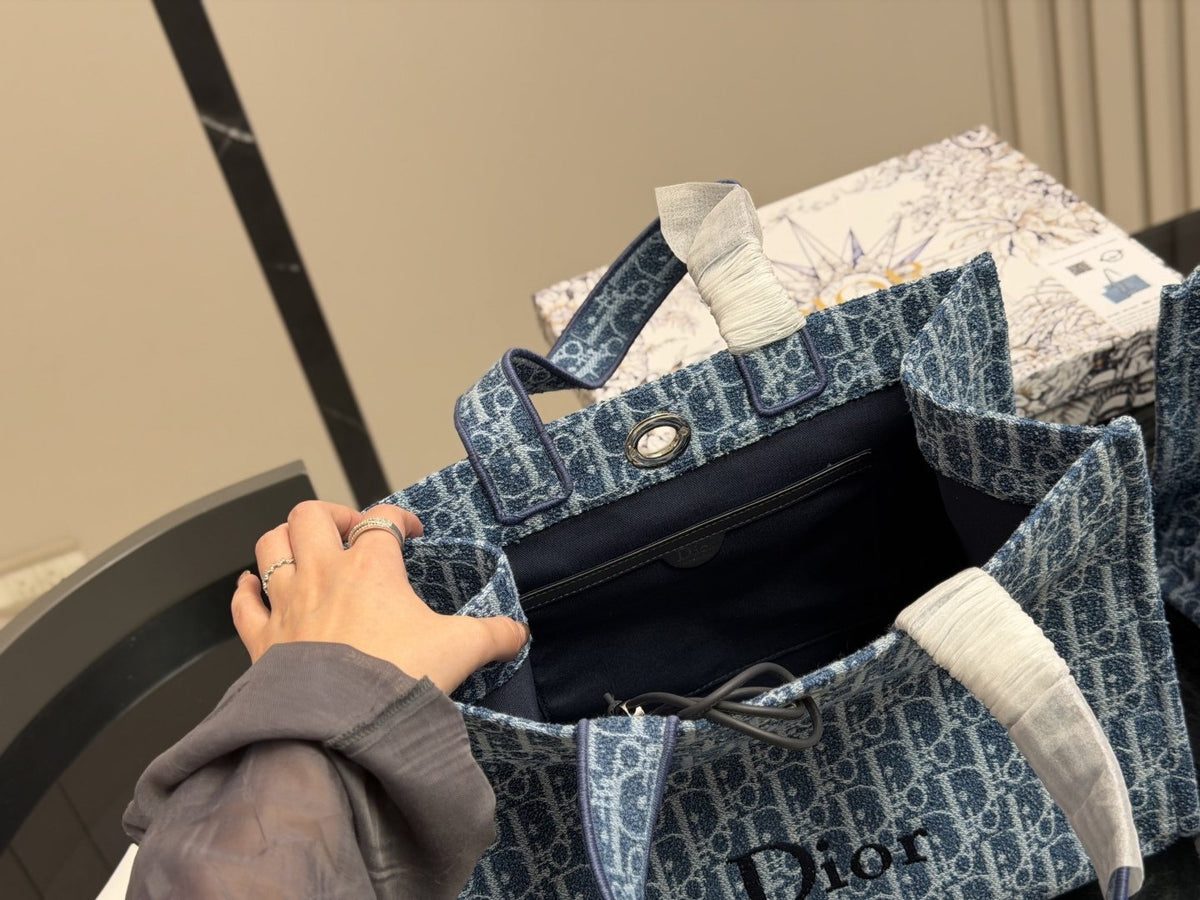 Dior Book Tote Blue Monogram Tote Bag — detail