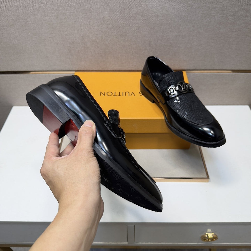 Louis Vuitton Buckle Slip-On Dress Shoes — model