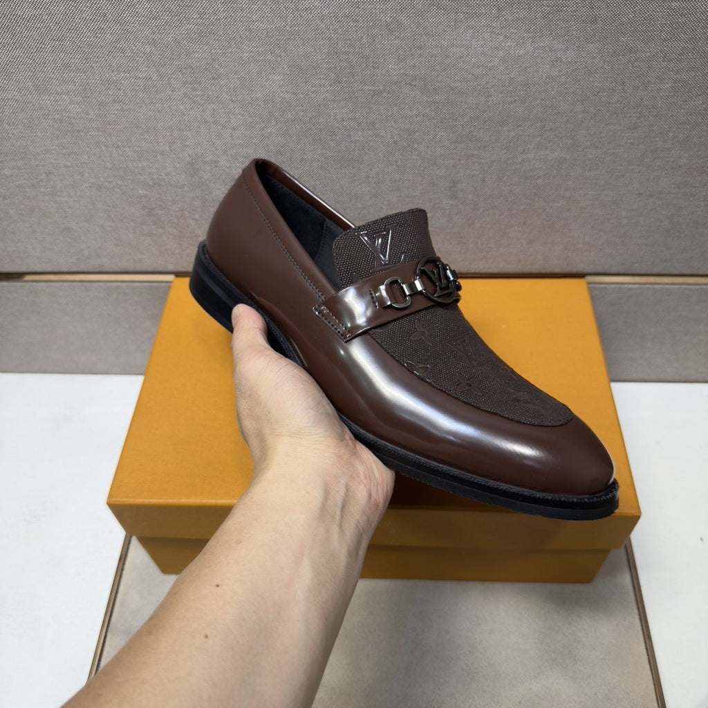Louis Vuitton Buckle Slip-On Dress Shoes — model
