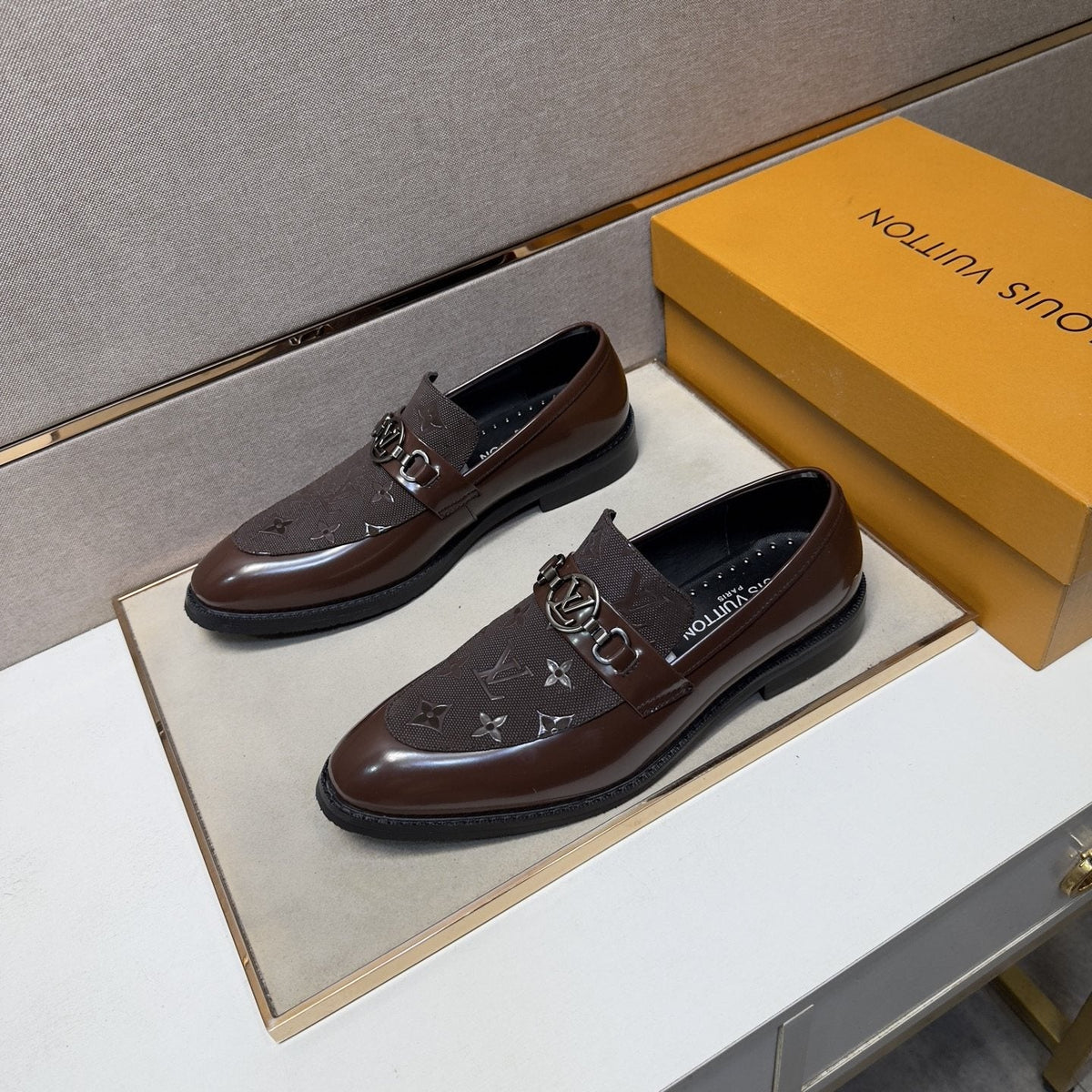 Louis Vuitton Buckle Slip-On Dress Shoes — front