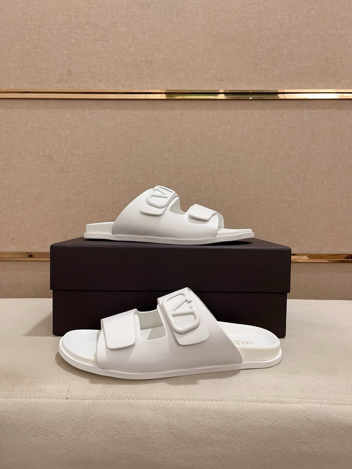 Valentino V Logo Slide Sandals — front