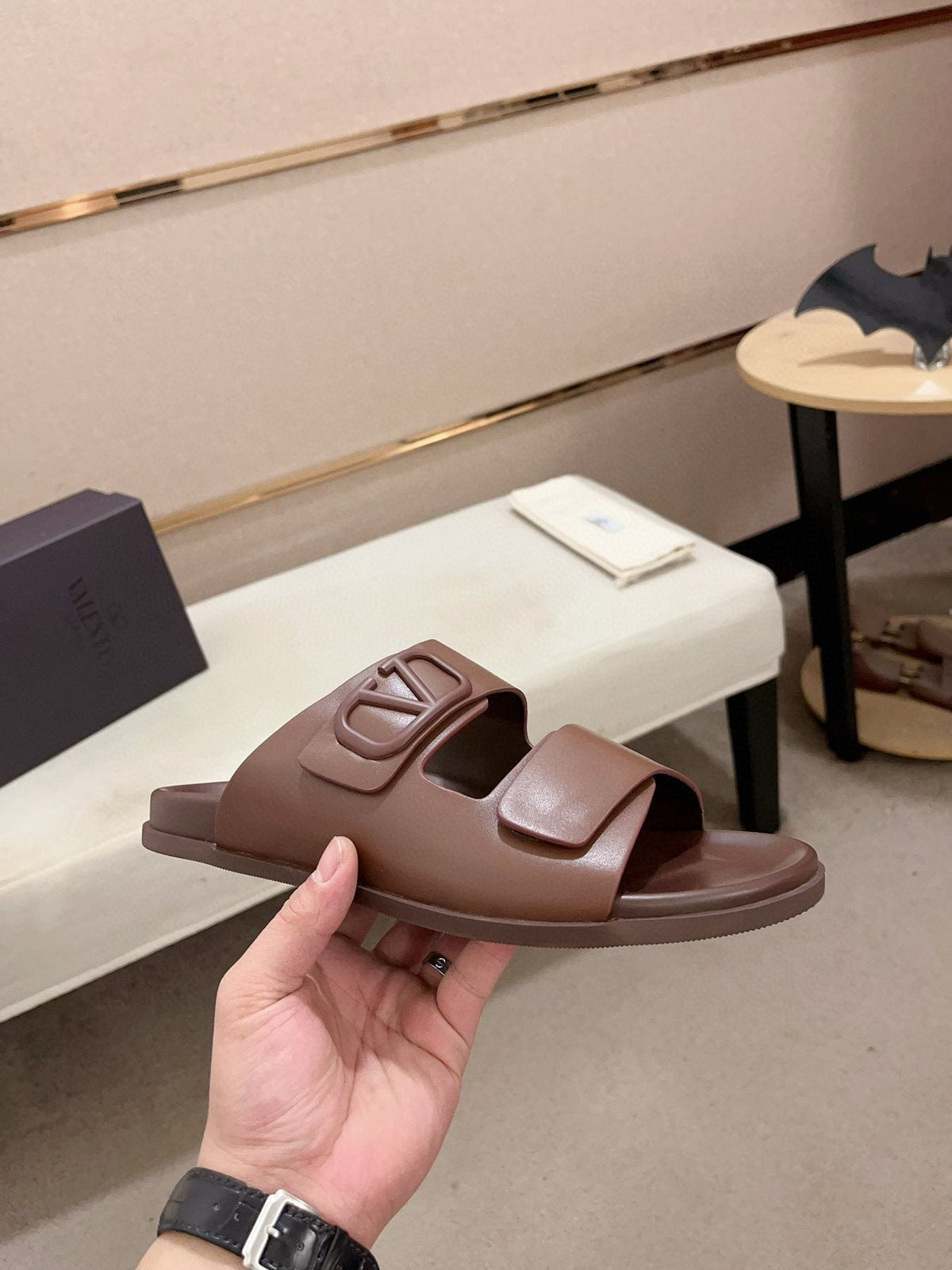 Valentino V Logo Slide Sandals — front