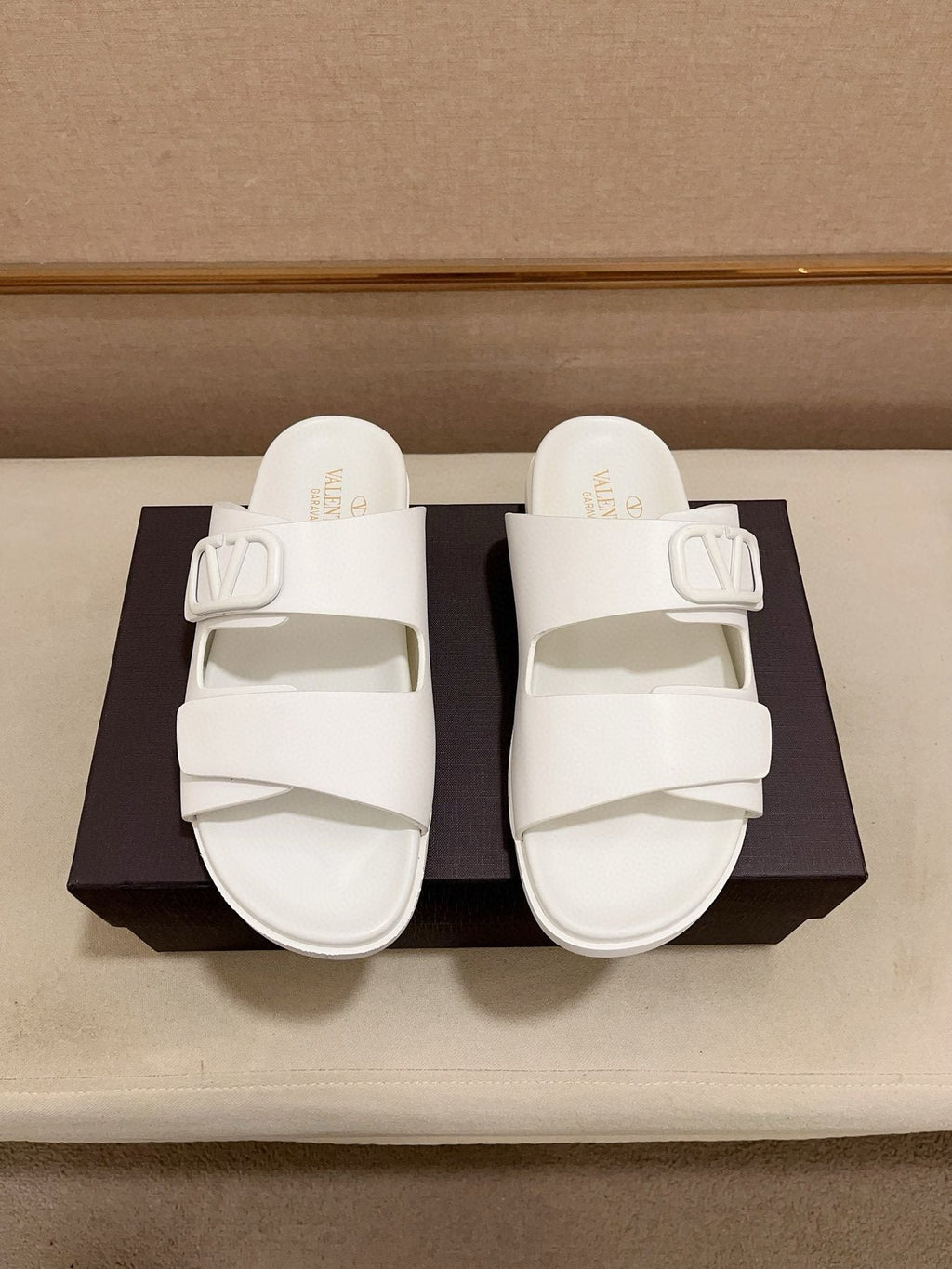 Valentino V Logo Slide Sandals — front