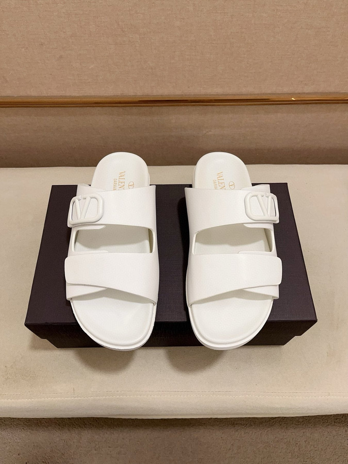 Valentino V Logo Slide Sandals — front