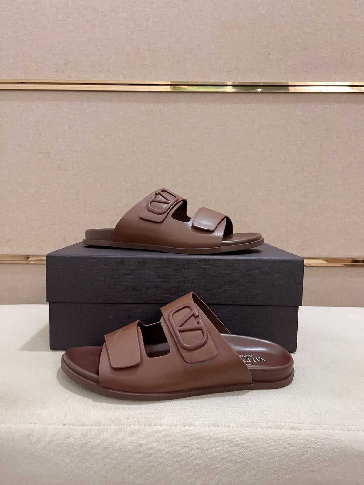 Valentino V Logo Slide Sandals — front