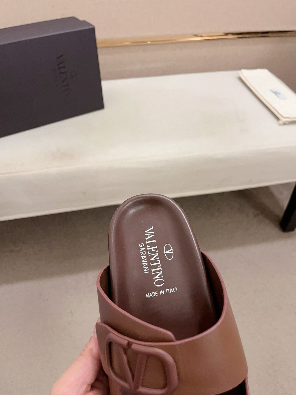 Valentino V Logo Slide Sandals — front