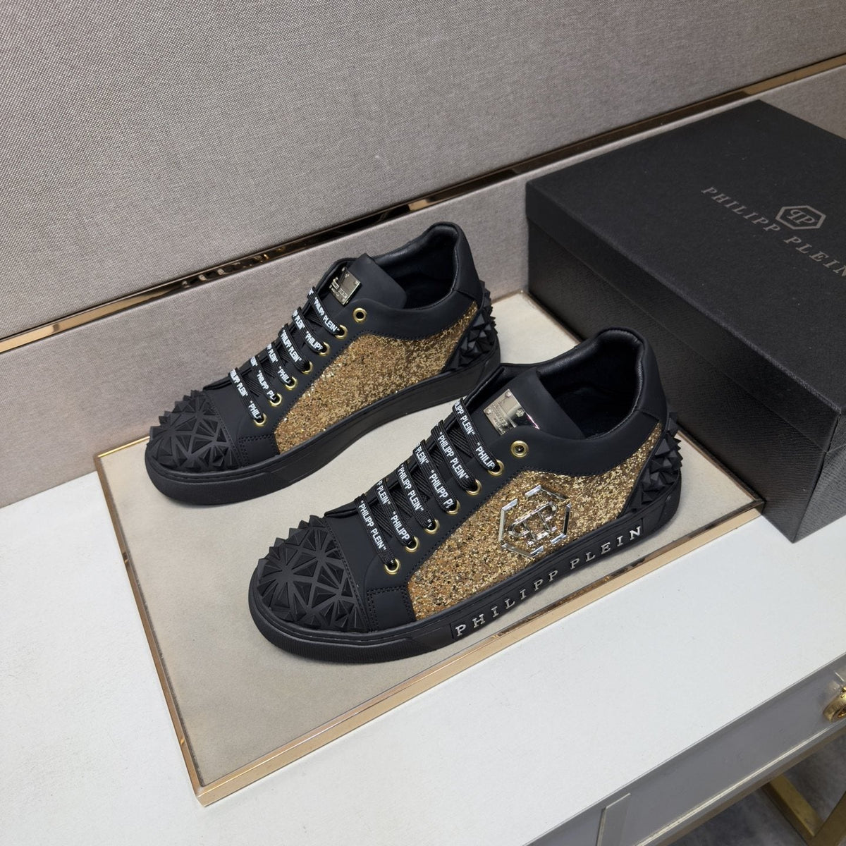 Philipp Plein Studded Panel Low-Top Sneakers — side