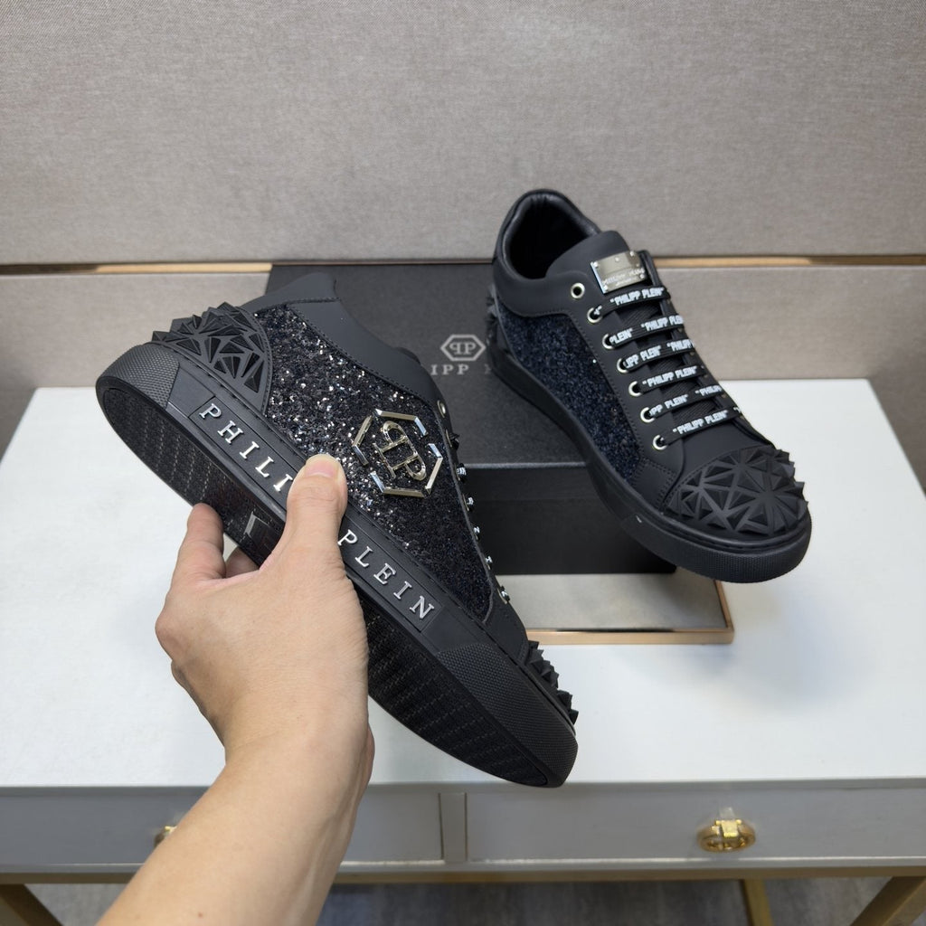 Philipp Plein Studded Panel Low-Top Sneakers — model