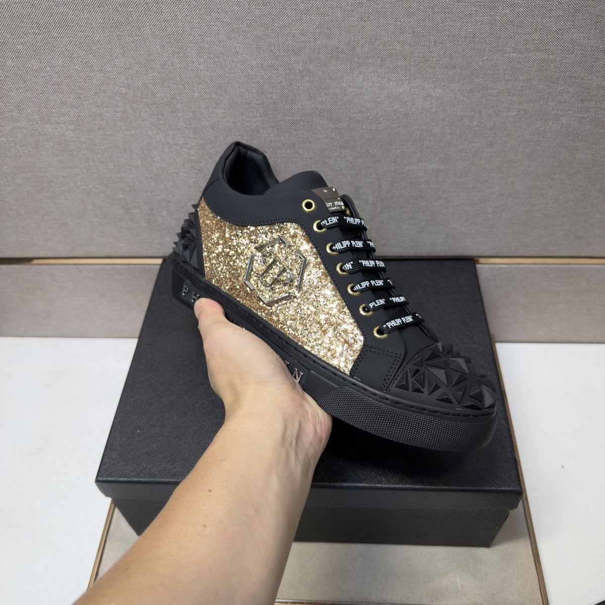Philipp Plein Studded Panel Low-Top Sneakers — model