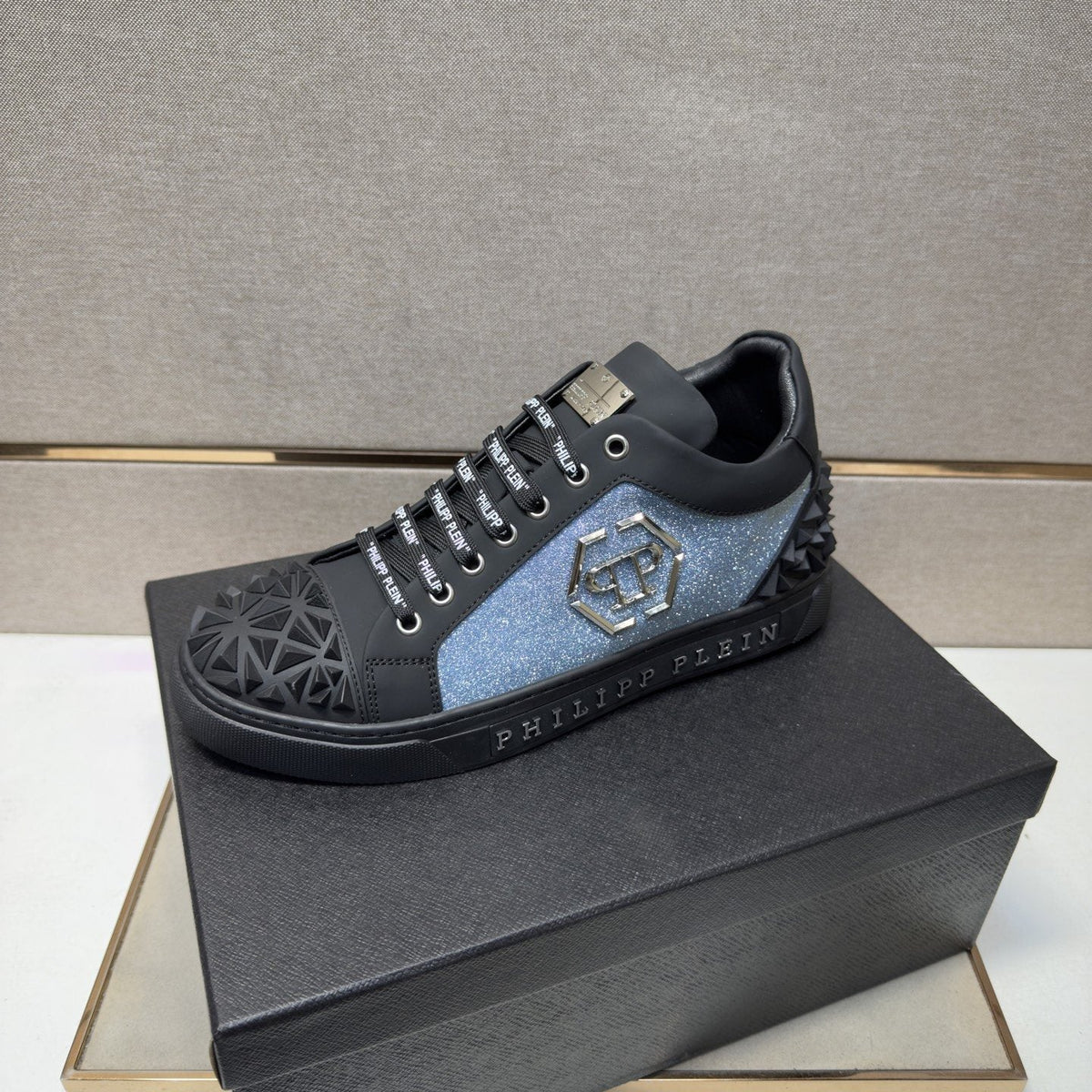 Philipp Plein Textured Logo High-Top Sneakers — side