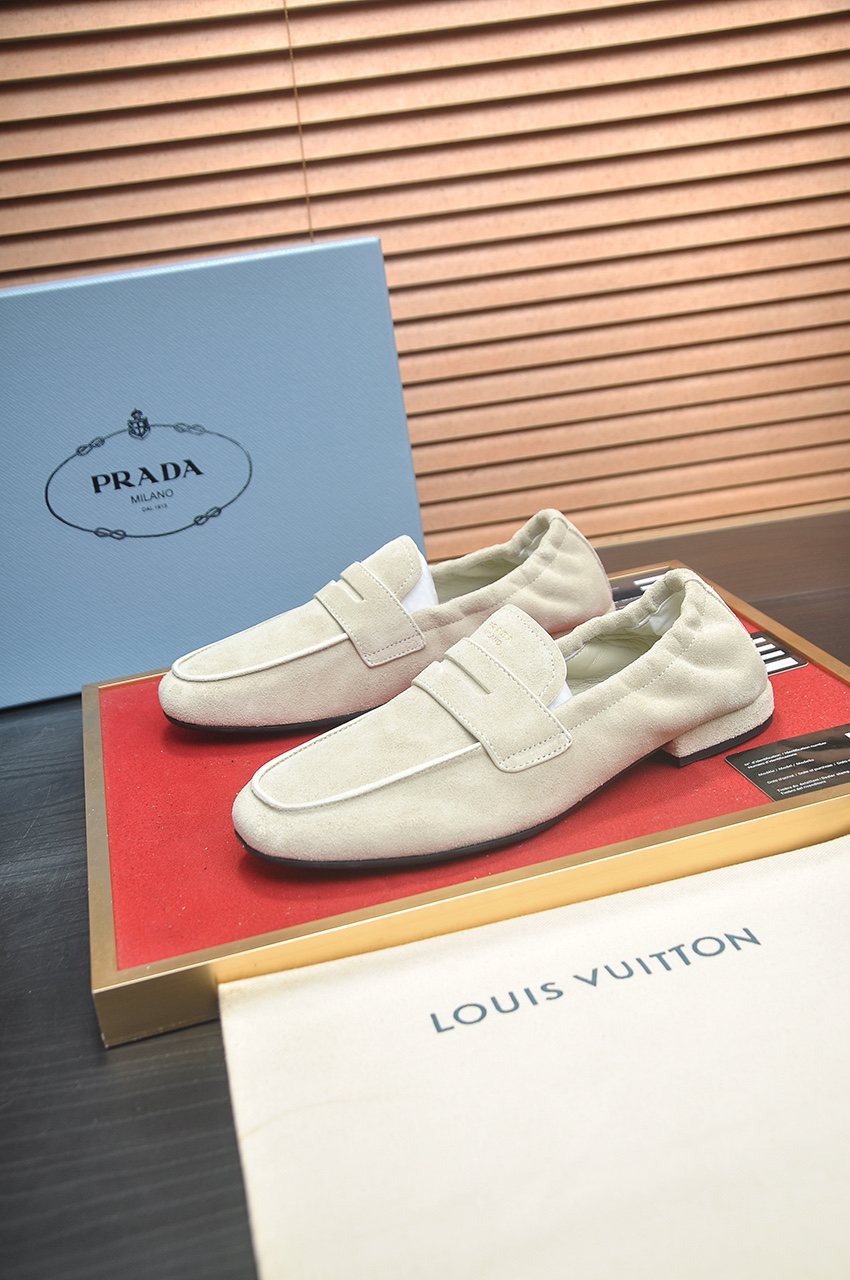 Prada Strap-Detail Slip-On Loafers — front