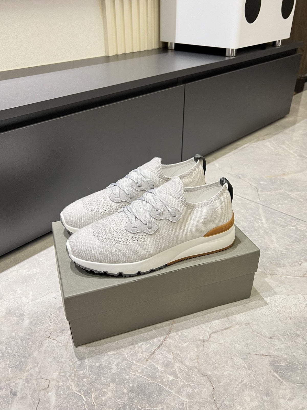 Brunello Cucinelli Color-Block Knit Sneakers — side