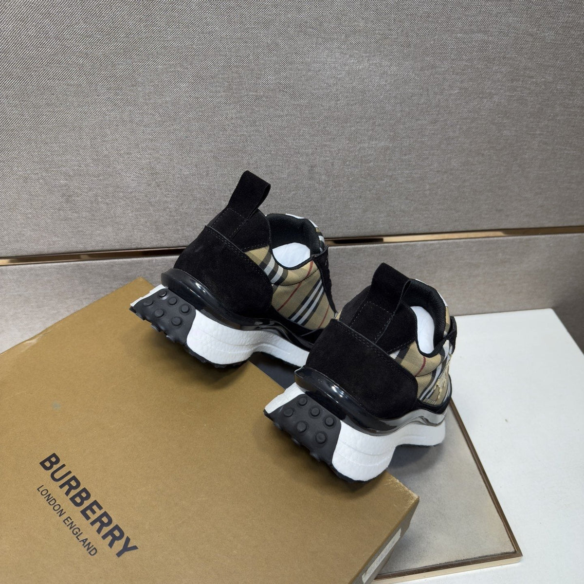 Burberry Plaid Panel Sneakers — back