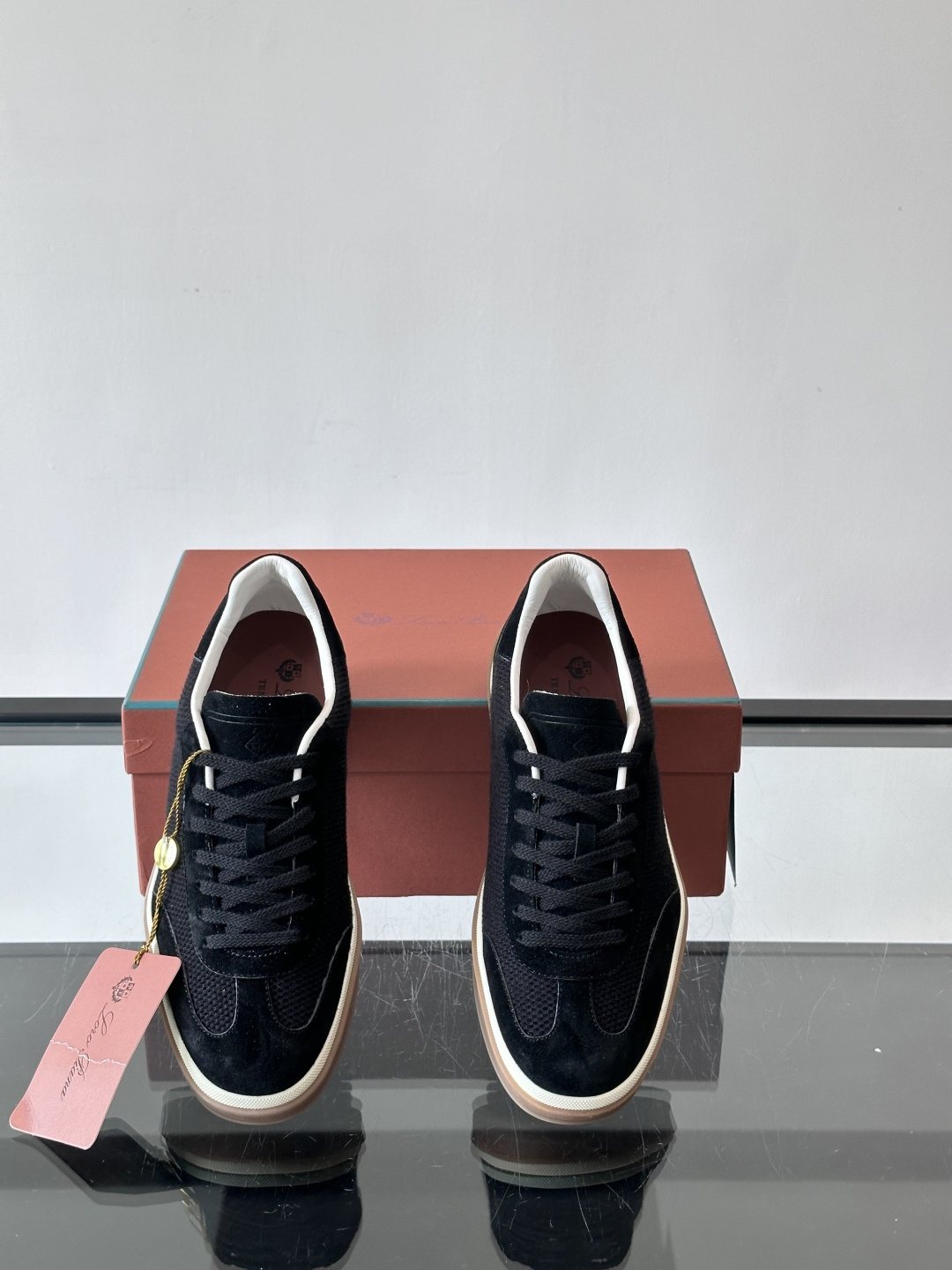 Loro Piana Black Cream Sole Sneakers — hero