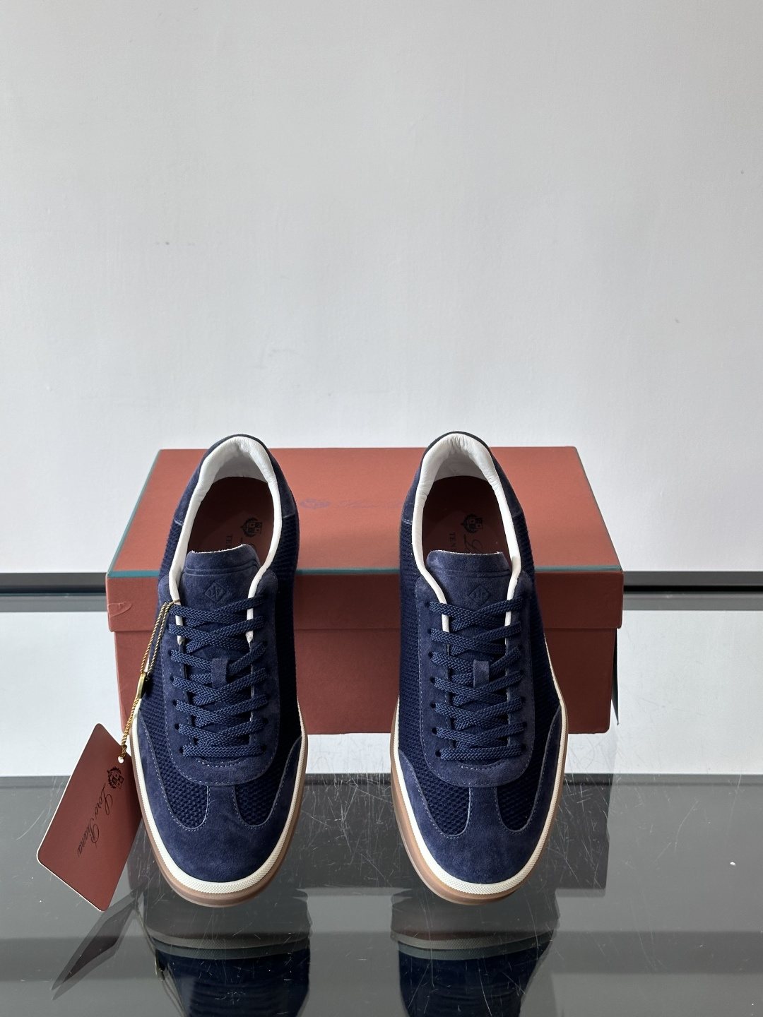 Loro Piana Black Cream Sole Sneakers — front