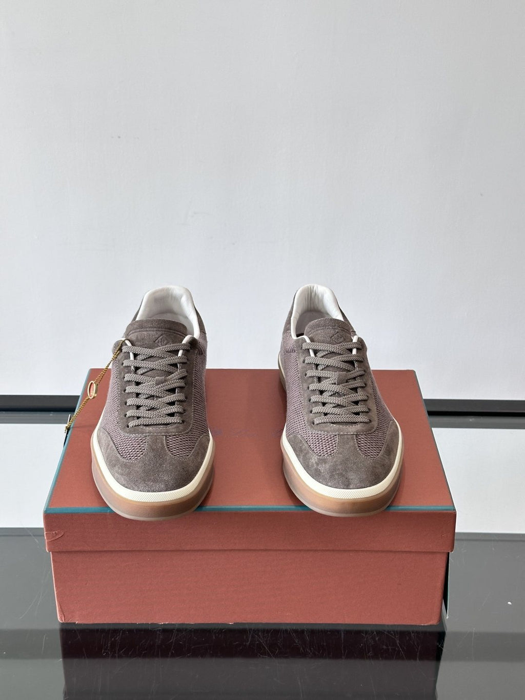 Loro Piana Black Cream Sole Sneakers — front